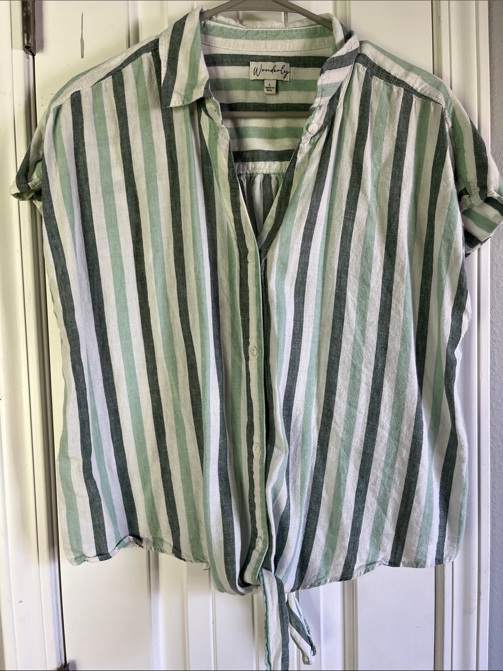 Wonderly Women’s Linen Button down Blouse size L
